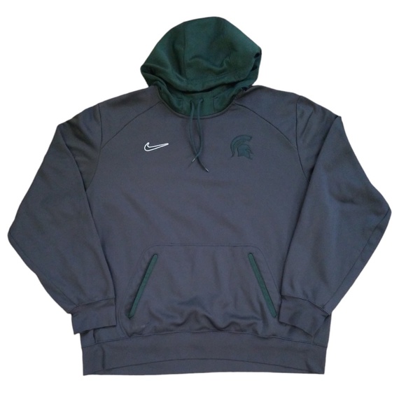 Nike Men's Gray Green‎ Michigan State Spartans Therma Fit Hoodie Size XXL - Picture 1 of 12